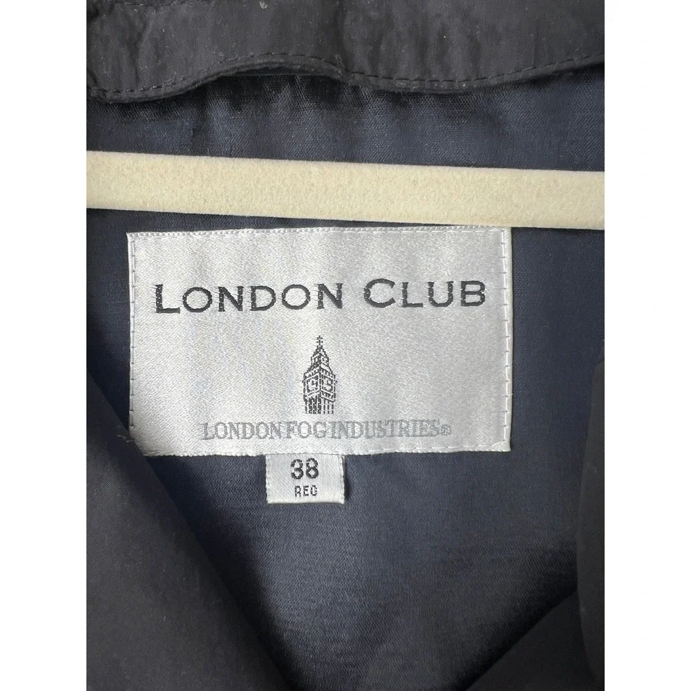 London Club Double‎ Breasted Men's Trench Coat Black Classic Long Old Money 38